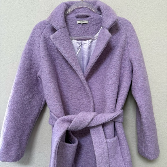 Ganni Fenn Boucle Wrap Coat Lavender - Picture 2 of 4